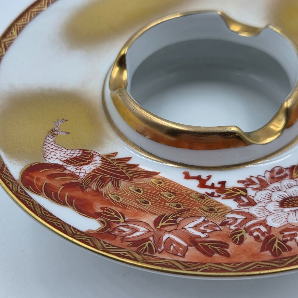 Kutani Peacock & Peony Water Well or Ashtray From the Meiji Period - Picture 6 of 9